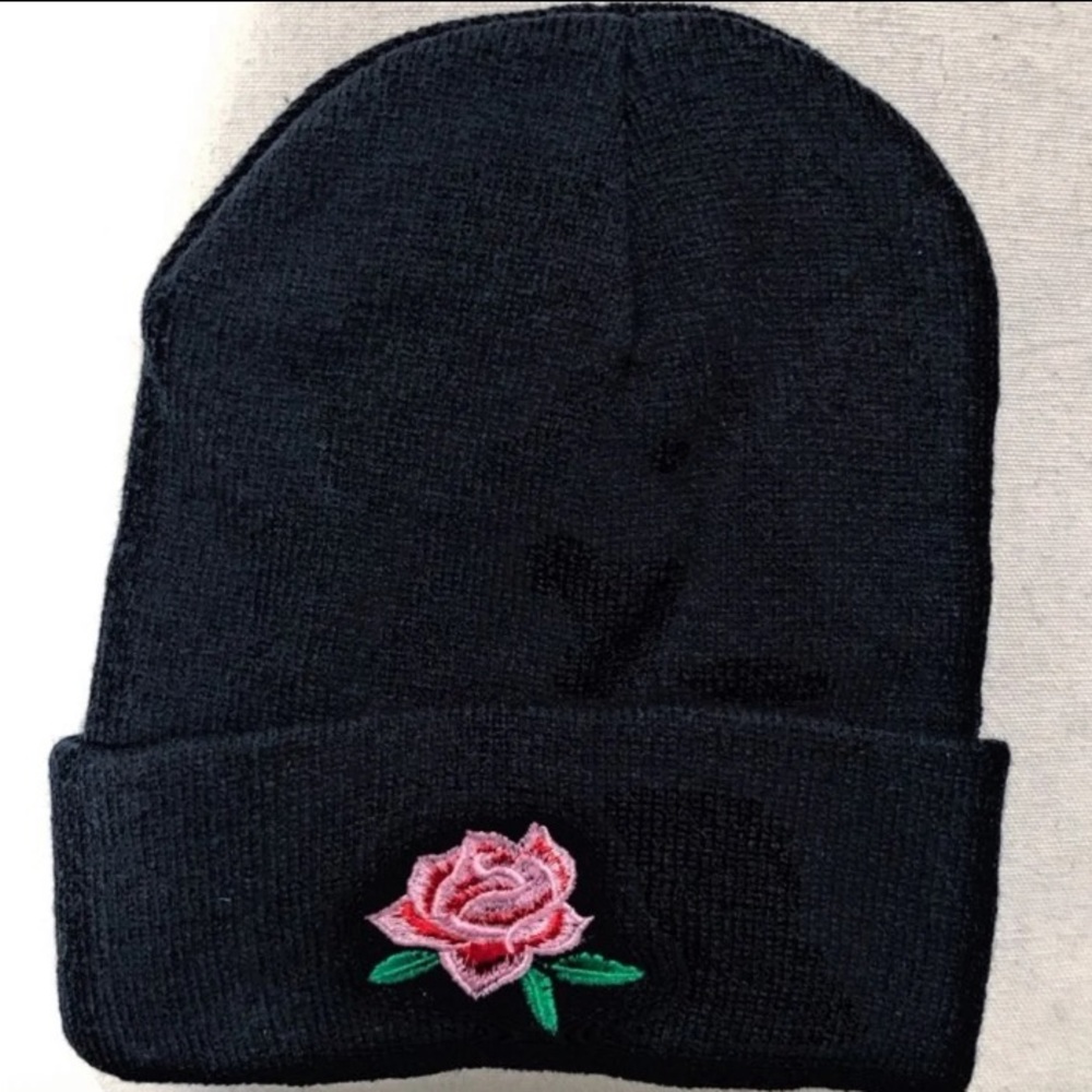 Pink Rose Beanie Hat - Picture 4 of 6